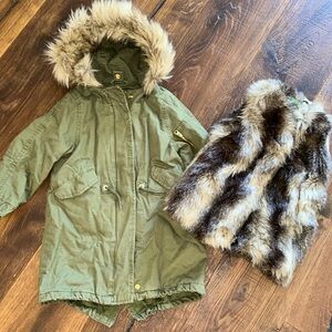 Kids Gap coat with removable fur gilet size 4 years